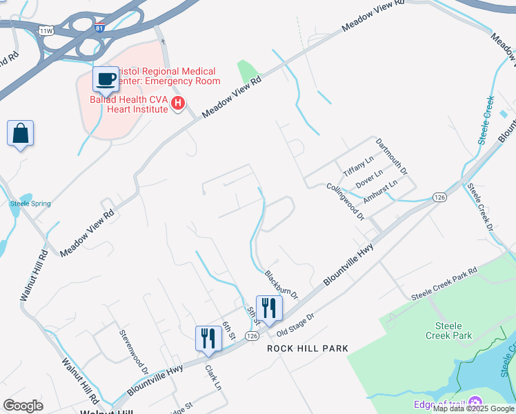 map of restaurants, bars, coffee shops, grocery stores, and more near 212 Highfield Road in Bristol