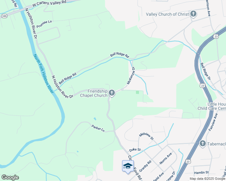map of restaurants, bars, coffee shops, grocery stores, and more near 301 McKenzie Drive in Kingsport