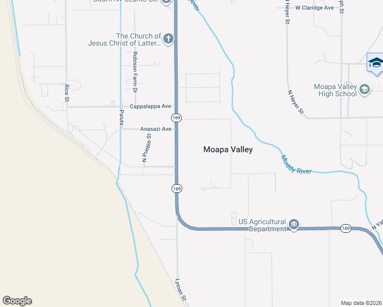 map of restaurants, bars, coffee shops, grocery stores, and more near 2200 North Moapa Valley Boulevard in Moapa Valley