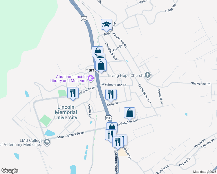 map of restaurants, bars, coffee shops, grocery stores, and more near 142 Westmoreland Street in Harrogate