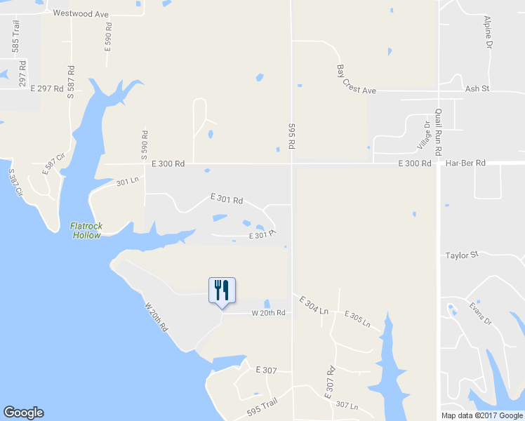 map of restaurants, bars, coffee shops, grocery stores, and more near 59481 East 301 Road in Grove