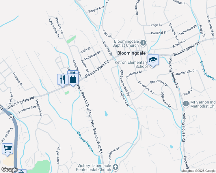 map of restaurants, bars, coffee shops, grocery stores, and more near 133 Marietta Street in Kingsport