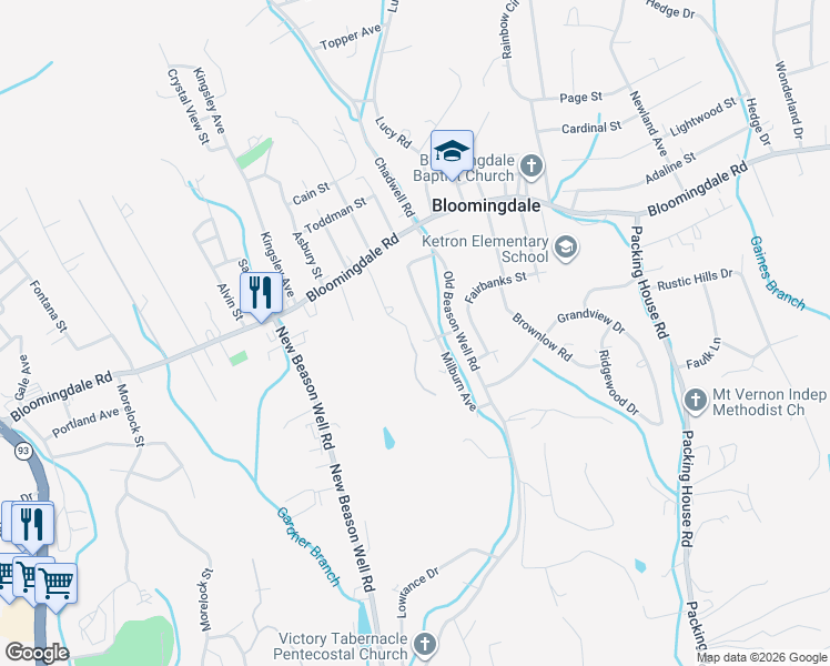 map of restaurants, bars, coffee shops, grocery stores, and more near 133 Marietta Street in Kingsport