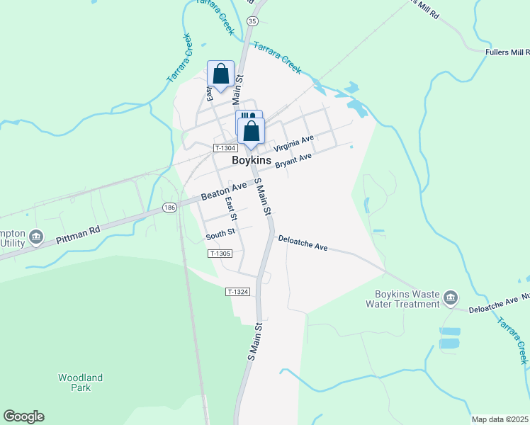 map of restaurants, bars, coffee shops, grocery stores, and more near 32248 South Main Street in Boykins