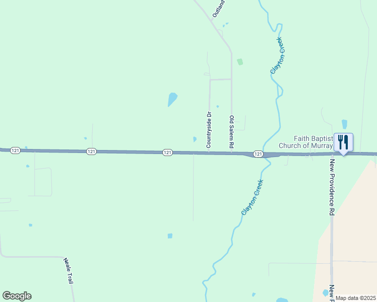 map of restaurants, bars, coffee shops, grocery stores, and more near 3497-3973 Highway 121 in Murray
