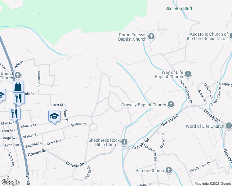 map of restaurants, bars, coffee shops, grocery stores, and more near 530 Jersey Street in Kingsport
