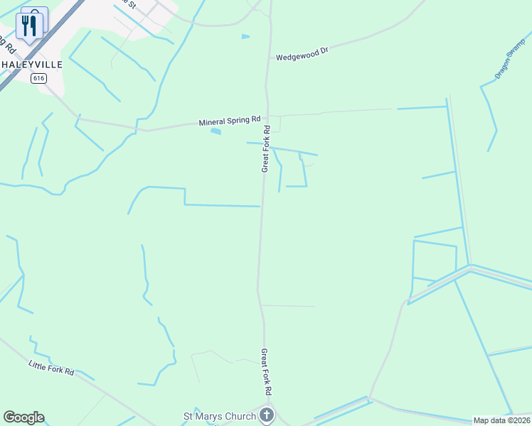 map of restaurants, bars, coffee shops, grocery stores, and more near 788-932 Great Fork Road in Suffolk
