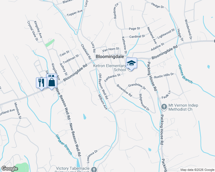 map of restaurants, bars, coffee shops, grocery stores, and more near 3105 Fairbanks Street in Kingsport