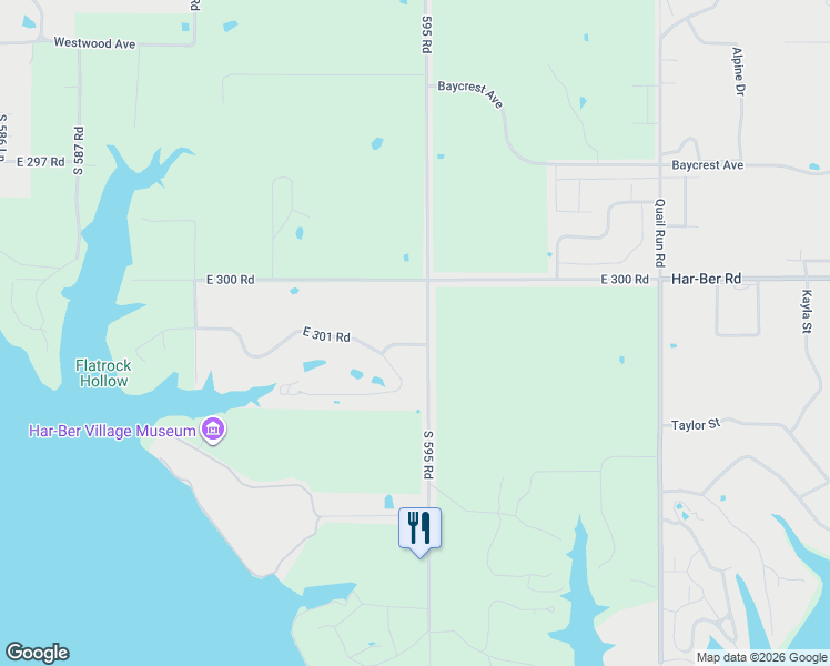 map of restaurants, bars, coffee shops, grocery stores, and more near 59481 East 301 Road in Grove