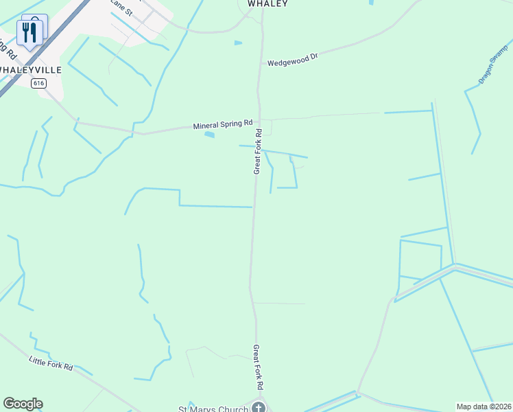 map of restaurants, bars, coffee shops, grocery stores, and more near 788 Great Fork Road in Suffolk