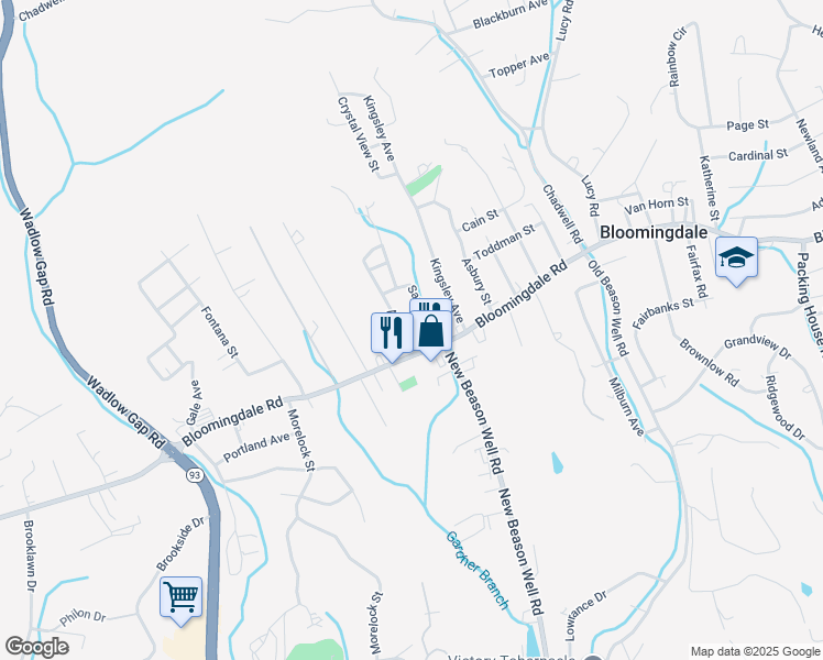 map of restaurants, bars, coffee shops, grocery stores, and more near 116 Samuel Street in Kingsport