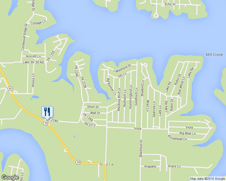 map of restaurants, bars, coffee shops, grocery stores, and more near Road Runner Lane in Shell Knob
