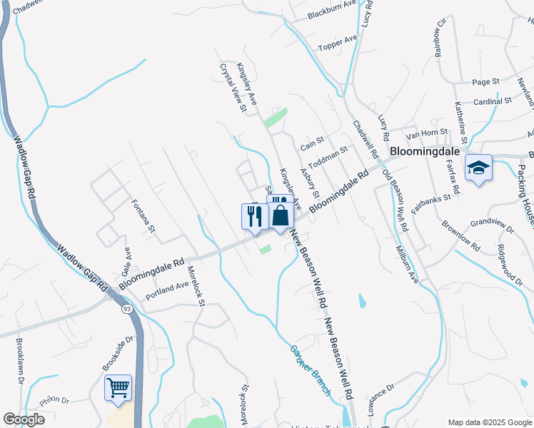 map of restaurants, bars, coffee shops, grocery stores, and more near 116 Samuel Street in Kingsport