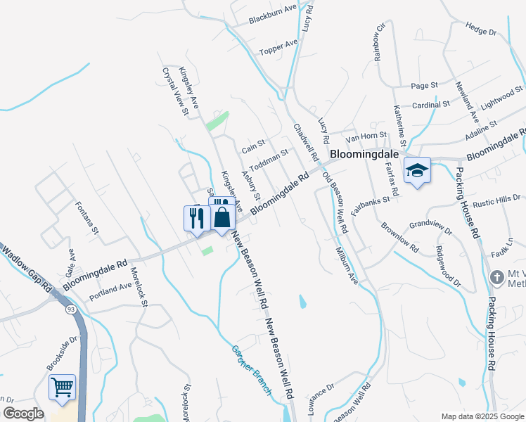 map of restaurants, bars, coffee shops, grocery stores, and more near 2833 Bloomingdale Road in Kingsport