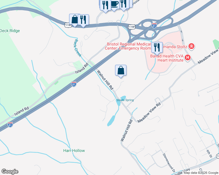 map of restaurants, bars, coffee shops, grocery stores, and more near 571 Walnut Hill Rd in Bristol
