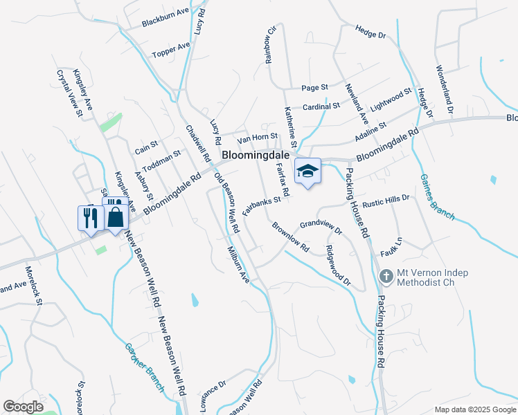 map of restaurants, bars, coffee shops, grocery stores, and more near 3201 Brownlow Road in Kingsport