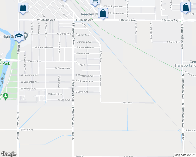 map of restaurants, bars, coffee shops, grocery stores, and more near 1719 South East in Reedley