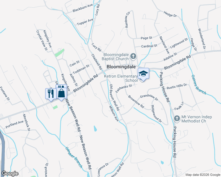map of restaurants, bars, coffee shops, grocery stores, and more near 227 Old Beason Well Road in Kingsport