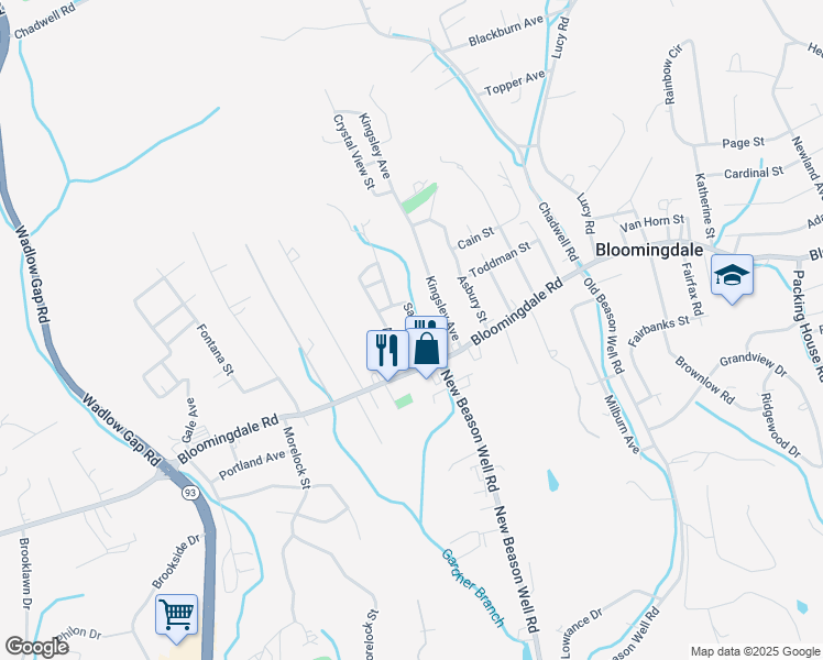 map of restaurants, bars, coffee shops, grocery stores, and more near 116 Samuel Street in Kingsport