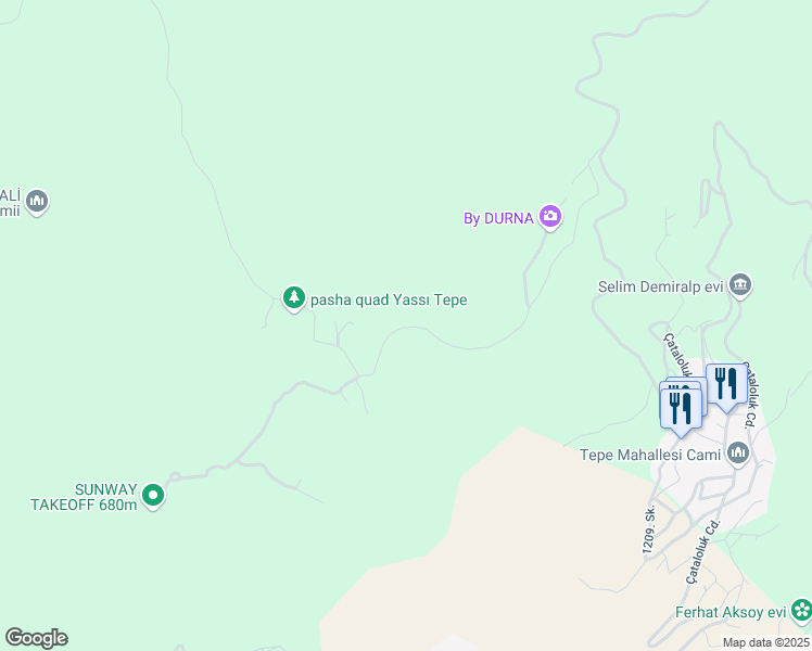 map of restaurants, bars, coffee shops, grocery stores, and more near Unnamed Road in Alanya