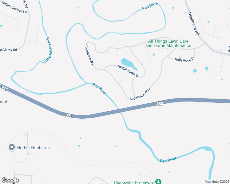 map of restaurants, bars, coffee shops, grocery stores, and more near 883 Sugarcane Way in Clarksville