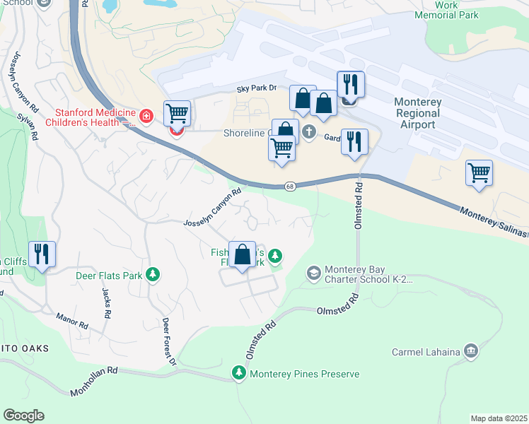 map of restaurants, bars, coffee shops, grocery stores, and more near 122 Hammond Road in Monterey