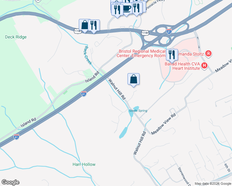 map of restaurants, bars, coffee shops, grocery stores, and more near 571 Walnut Hill Rd in Bristol