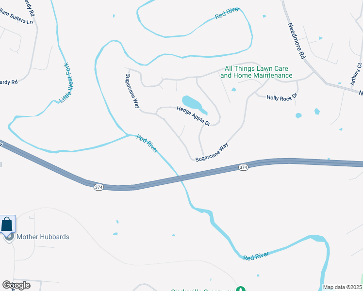 map of restaurants, bars, coffee shops, grocery stores, and more near 883 Sugarcane Way in Clarksville