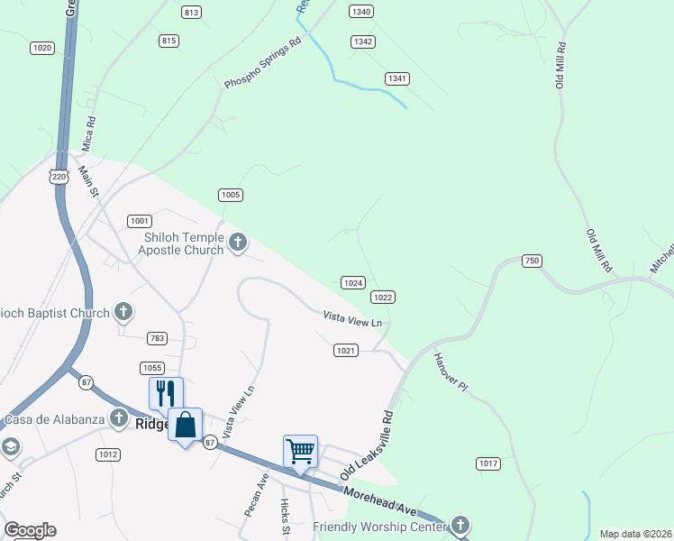 map of restaurants, bars, coffee shops, grocery stores, and more near 31 Concord Court in Ridgeway