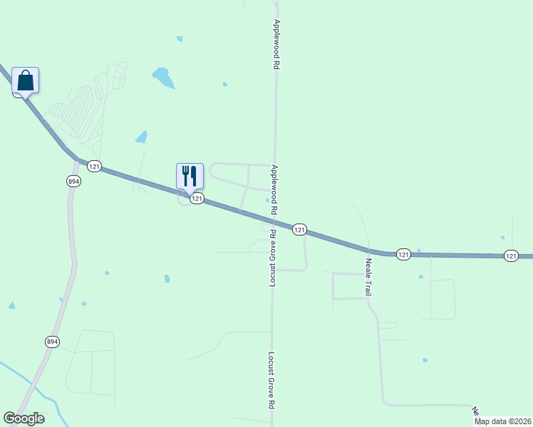 map of restaurants, bars, coffee shops, grocery stores, and more near 15-105 Locust Grove Road in Murray