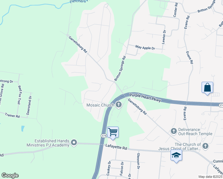 map of restaurants, bars, coffee shops, grocery stores, and more near 1204 Hand Drive in Clarksville