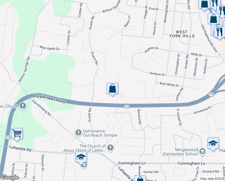 map of restaurants, bars, coffee shops, grocery stores, and more near 306 Rowand Court in Clarksville