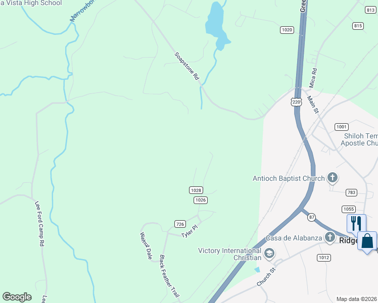 map of restaurants, bars, coffee shops, grocery stores, and more near 4 Tomahawk Trail in Ridgeway