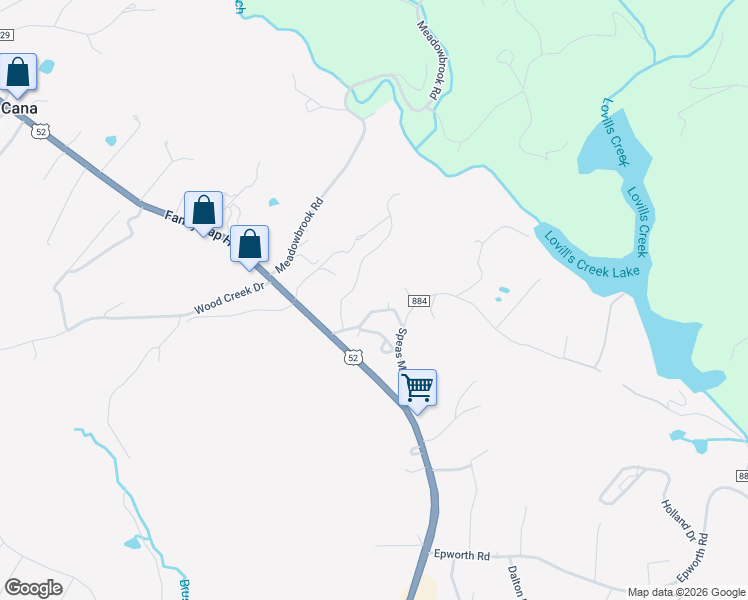 map of restaurants, bars, coffee shops, grocery stores, and more near 103 Truckers Lane in Cana