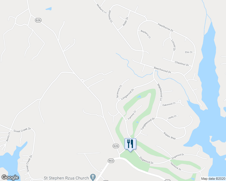 map of restaurants, bars, coffee shops, grocery stores, and more near 71 Sycamore Court in Bracey
