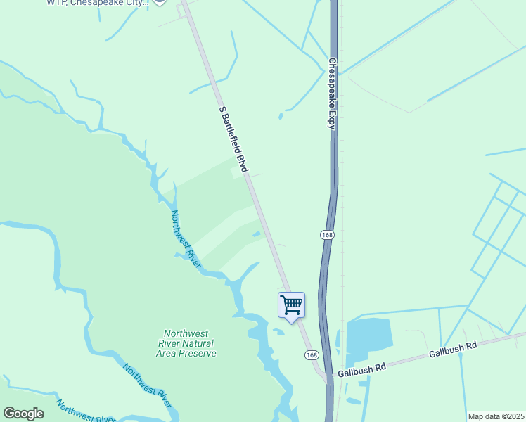 map of restaurants, bars, coffee shops, grocery stores, and more near 3837 South Battlefield Boulevard in Chesapeake