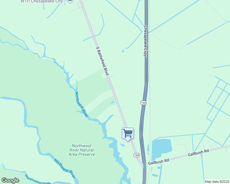 map of restaurants, bars, coffee shops, grocery stores, and more near 3837 South Battlefield Boulevard in Chesapeake