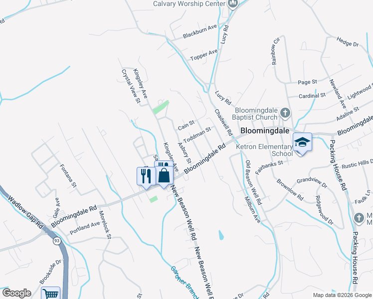 map of restaurants, bars, coffee shops, grocery stores, and more near 112 Dickson Road in Kingsport