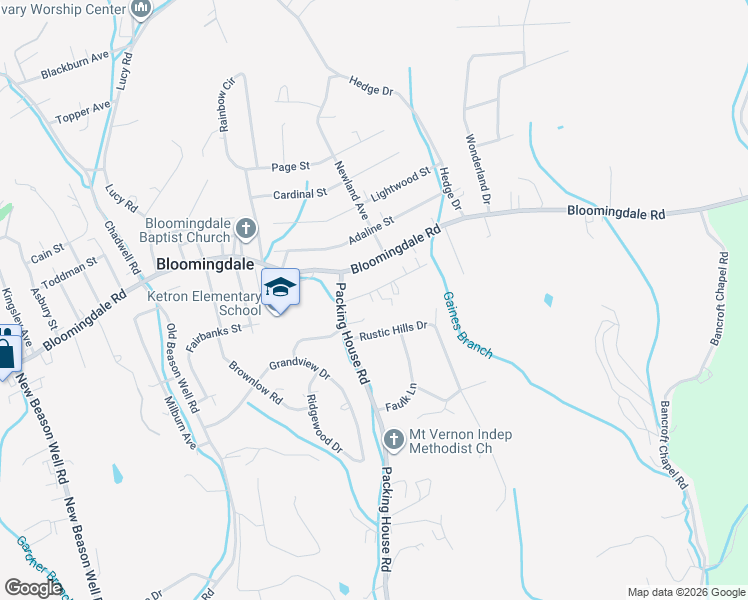 map of restaurants, bars, coffee shops, grocery stores, and more near 3335 Springwood Lane in Kingsport