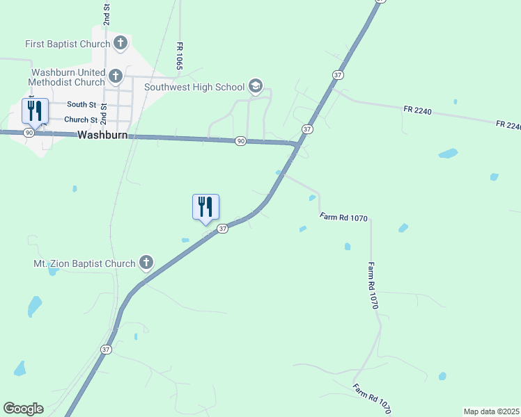 map of restaurants, bars, coffee shops, grocery stores, and more near 519 Old Wire Road in Washburn