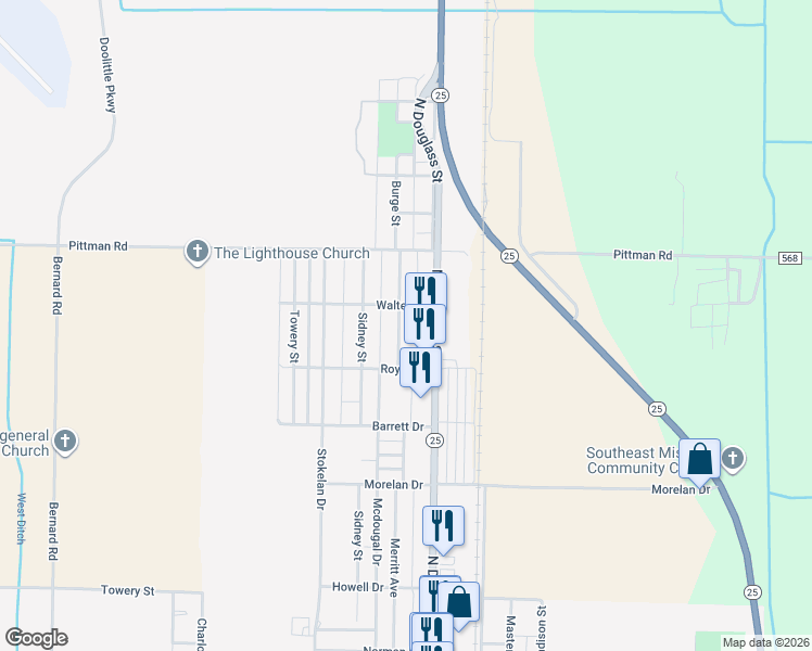 map of restaurants, bars, coffee shops, grocery stores, and more near 1708 Merritt Avenue in Malden