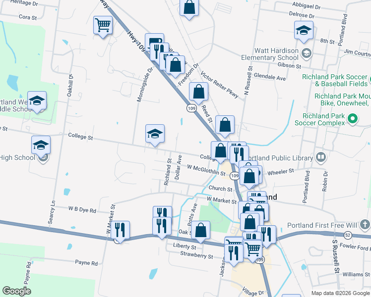 map of restaurants, bars, coffee shops, grocery stores, and more near 209 College Street in Portland