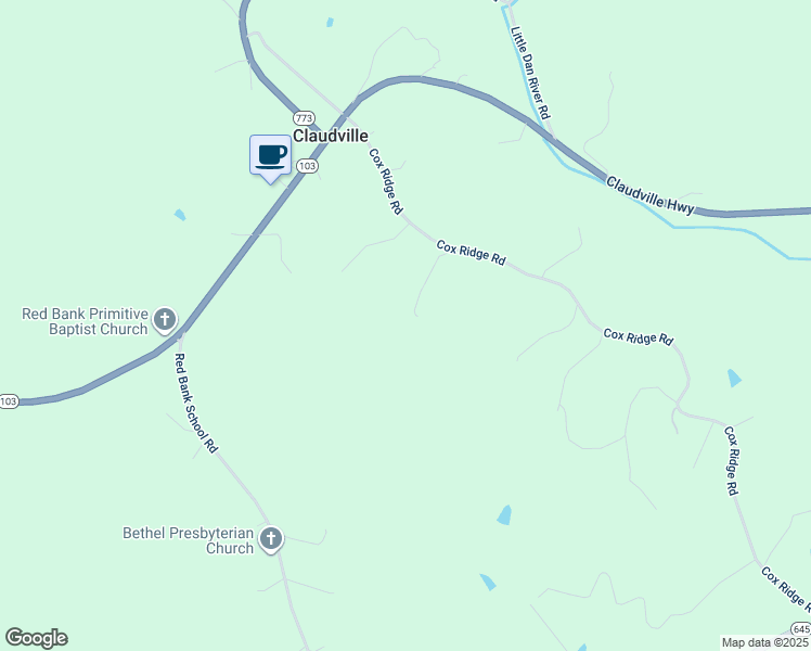 map of restaurants, bars, coffee shops, grocery stores, and more near 1397 Cox Ridge Road in Claudville