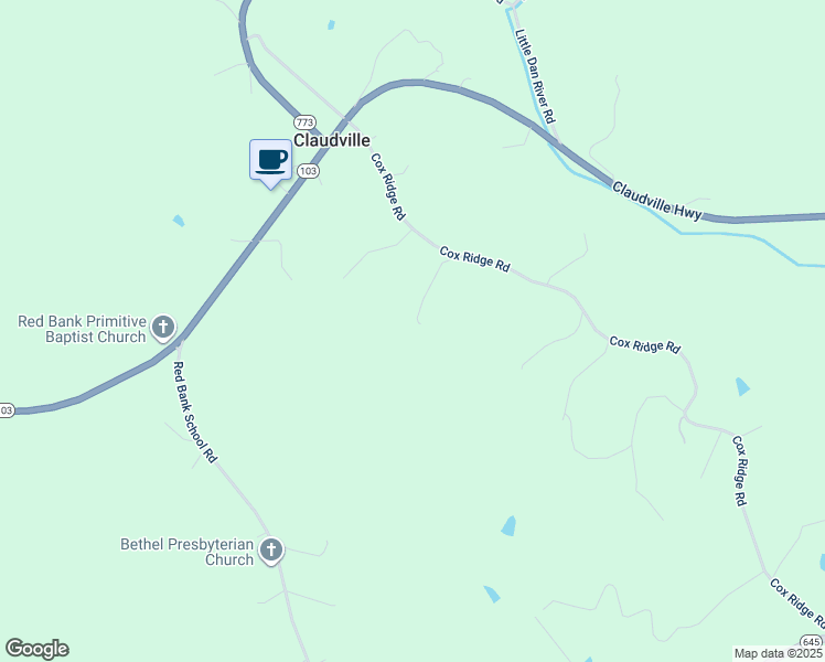 map of restaurants, bars, coffee shops, grocery stores, and more near 1397 Cox Ridge Road in Claudville