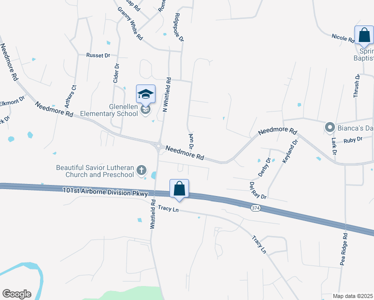 map of restaurants, bars, coffee shops, grocery stores, and more near 757 Needmore Road in Clarksville