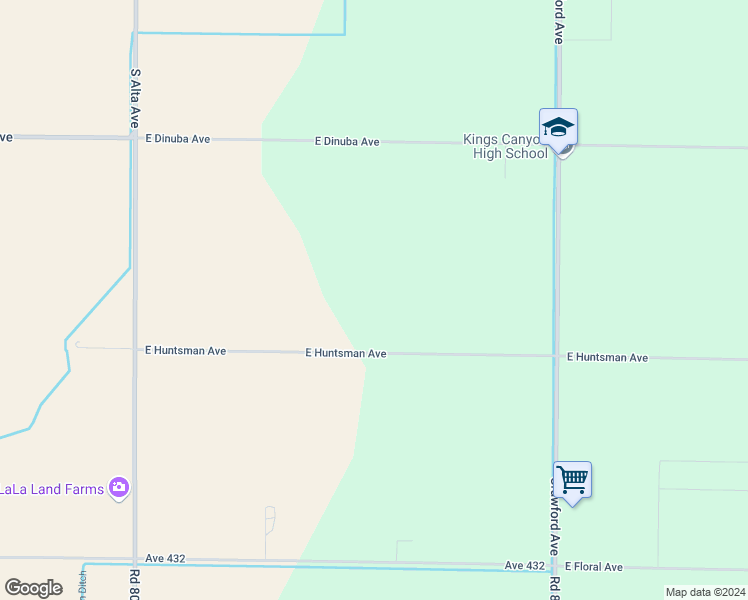 map of restaurants, bars, coffee shops, grocery stores, and more near 22518 East Huntsman Avenue in Dinuba