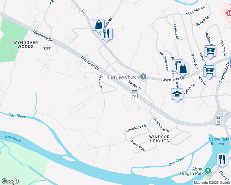map of restaurants, bars, coffee shops, grocery stores, and more near 171-185 Melbourne Circle in Danville