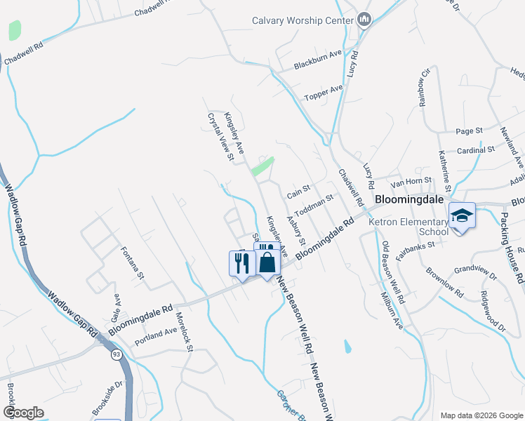 map of restaurants, bars, coffee shops, grocery stores, and more near 144 Kingsley Avenue in Kingsport