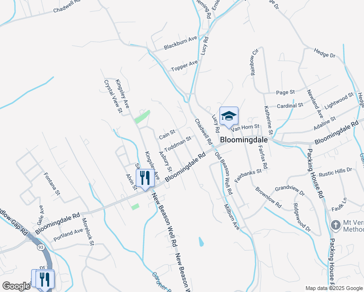 map of restaurants, bars, coffee shops, grocery stores, and more near 112 Dickson Road in Kingsport