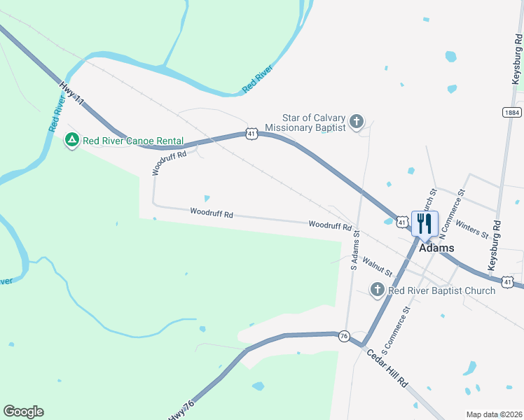 map of restaurants, bars, coffee shops, grocery stores, and more near 236 Woodruff Road in Adams